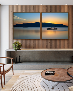 Conjunto com 02 Quadros Decorativos Repouso no Mar - Artista James Hilton Becker