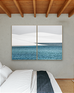Conjunto com 02 quadros decorativos Lençóis Maranhenses Turquesa