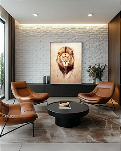 Quadro Decorativo Leão Bege