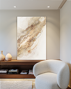 Quadro Decorativo CANVAS Abstrato Neutro Gold 97x150cm (LxA) Moldura Canaleta Branca
