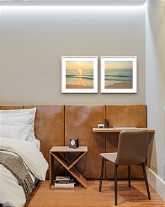 Conjunto com 02 quadros decorativos Praia Tons Suaves