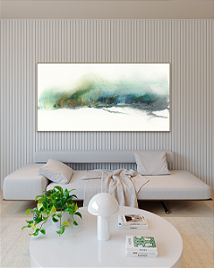 Quadro Decorativo Abstrato Verde, Azul e Cinza