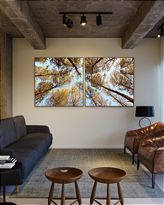 Conjunto com 02 Quadros Decorativos Pinheiros