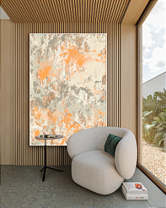 Quadro Decorativo Abstrato Laranja e Fendi