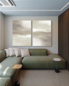 Conjunto com 02 Quadros Decorativos Areia de Névoa - Artista Sofia Monzani