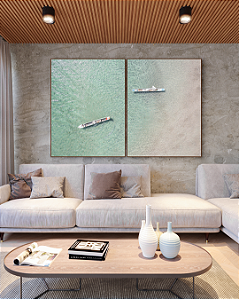 Conjunto com 02 Quadros Decorativos Calmaria - Artista Sofia Monzani