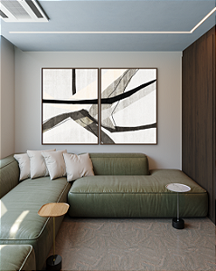 Conjunto com 02 quadros decorativos Formas Orgânicas Neutro