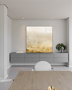 Quadro Decorativo Abstrato Tons de Dourado