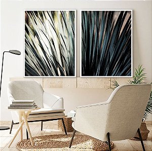 Conjunto com 02 quadros decorativos Natureza Abstrata