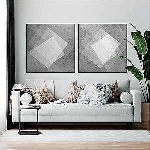 Conjunto com 02 quadros decorativos Abstract P&B