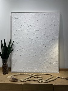 ENVIO IMEDIATO - Quadro Decorativo Textura Branco Puro 80x100cm (LxA) Moldura cor Branco