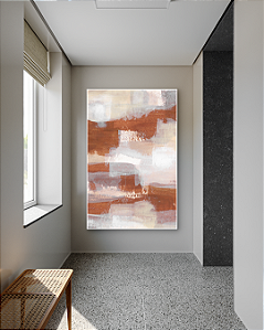 Quadro Decorativo Abstrato Terracota e Bege