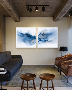DUPLICADO - Conjunto com 02 quadros decorativos Abstrato Bege