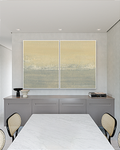 Conjunto com 02 quadros decorativos Abstrato Tons Neutros