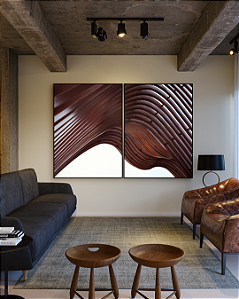 Conjunto com 02 quadros decorativos Abstrata Arquitetura