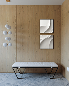 Conjunto com 02 quadros decorativos Abstrato Neutro