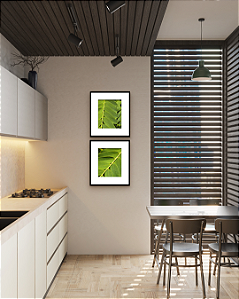 Conjunto com 02 Quadros Folhas Verdes com Paspatur - Artista Quintal Fotografia