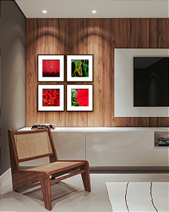 Conjunto com 04 Quadros Jardim Vermelho com Paspatur - Artista Quintal Fotografia
