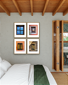 Conjunto com 04 Quadros Janelas da Itália com Paspatur - Artista Quintal Fotografia