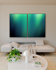 Conjunto com 02 quadros decorativos Degradê Verde, Azul e Preto
