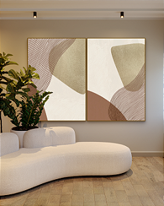 Conjunto com 02 quadros decorativos Linhas e Formas Orgânicas