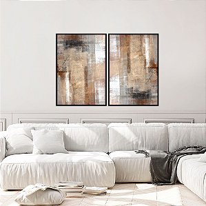 Conjunto com 02 quadros decorativos Pintura Abstract