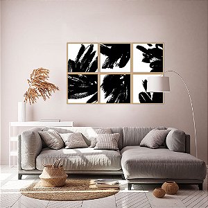 Conjunto com 06 quadros decorativos Pintura Abstrata