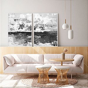 Conjunto com 02 quadros decorativos Cinza