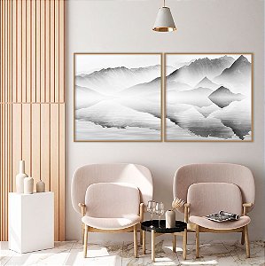 Conjunto com 02 quadros decorativos Montanhas