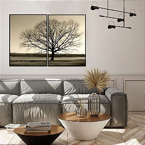 Conjunto com 02 quadros decorativos Árvore