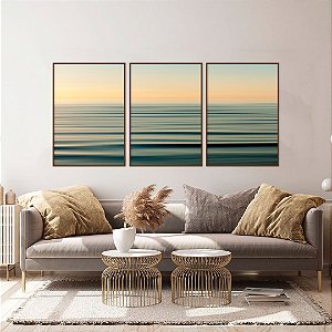 Conjunto com 03 quadros decorativos Horizonte Abstrato