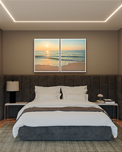 Conjunto com 02 quadros decorativos Praia