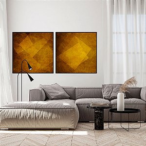 Conjunto com 02 quadros decorativos Ocre Abstrato