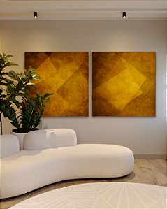 Conjunto com 02 quadros decorativos Ocre Abstrato