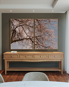 Conjunto com 02 quadros decorativos Árvore Cerejeira