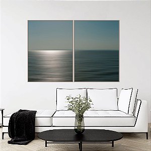 Conjunto com 02 quadros decorativos Mar Abstrato Prata