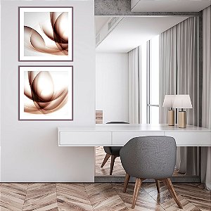 Conjunto com 02 quadros decorativos Abstrato Vinho