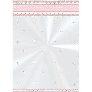 Saco Transparente Decorado - 11cm x 19,5cm - Cute Rosa - 50 unidades - Cromus