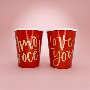 Copo de Papel Compose - Love You | Amo Você  - 08 unidades - Cromus - Rizzo