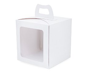 Caixa Mini Bolo com Visor Branca 19,5X19,5X20,5cm com 10 un. Cromus Rizzo