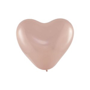 Balão Coração Látex Cromado 6" Rose Gold - 25 Unidades - Art-Latex - Rizzo