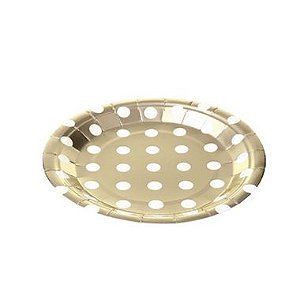 Prato Papel Biodegradável Poa Dourado - 10 un -  18 cm - Silver Festas