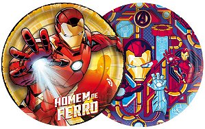 Prato de Papel Redondo Festa Homem de Ferro - 18cm - 12 unidades - Regina - Rizzo