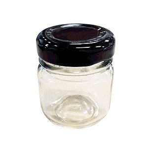 Potinho de Vidro Redondo Tampa de Metal Preta 30ml - Rizzo