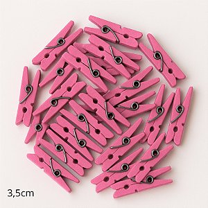 Mini Prendedor de Madeira Rosa Claro 3,5cm - 50 Unidades - Rizzo