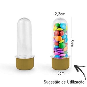 Mini Tubete Lembrancinha 8cm 10 unidades - Dourado - Rizzo Embalagens e Festas