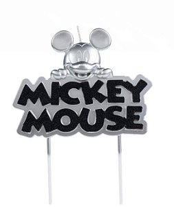 Vela Mickey Metalizada Prata Disney Silver Festas Rizzo