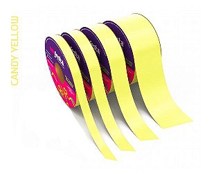 Rolo Fita Lisa Candy Amarelo - 20mm x 50m - EmFesta