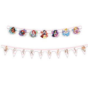 Faixa Parabéns - Festa Princesas da Disney - 01unidade - Regina - Rizzo