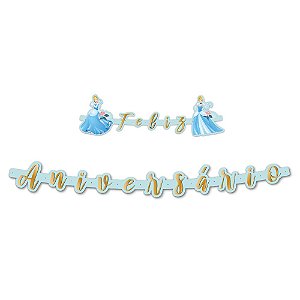 Faixa Decorativa FELIZ ANIVERSÁRIO - Festa Cinderela - 01unidade - Regina - Rizzo